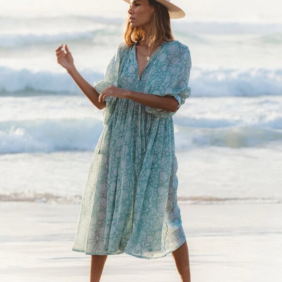 Daughters of India Kyra Midi Dress ~ Jade size S - Picture 5 of 6